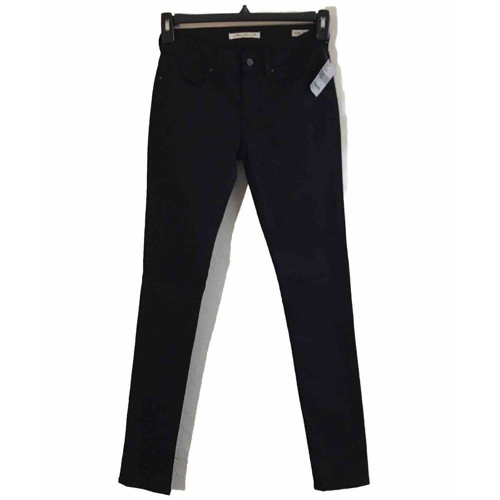 NEW Mavi Jeans 26 Black Alexa Mid-rise Skinny Dark Wash Stretch Denim